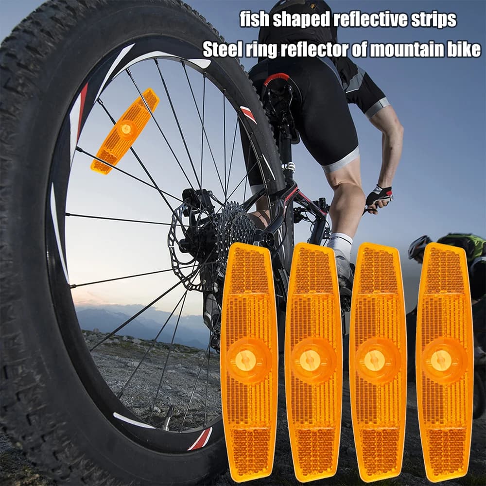 2/4 Pcs Riflettore per raggi per bici Ruota per bicicletta Strisce riflettenti Clip Avvertimento di sicurezza MTB Cerchione per bicicletta Clip di montaggio riflettenti