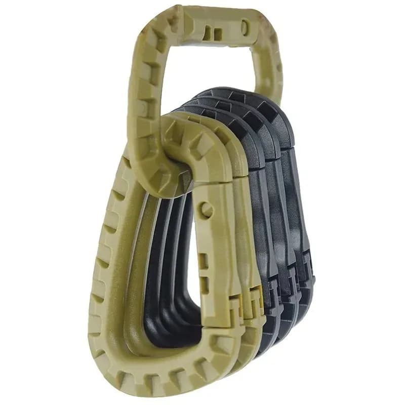 Set di moschettoni tattici in plastica, acciaio, gancio rapido, tessitura, lucchetto Grimlock, portachiavi, zaino da esterno, moschettone con fibbia