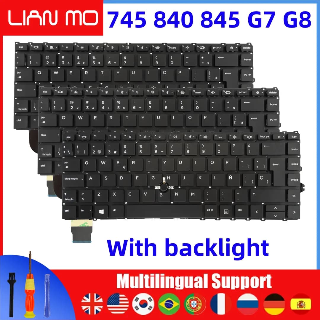Tastiera per laptop francese/latina/romena/portoghese compatibile con HP 840 G7 840 G8 845 G7 845 G8 745 G7 745 G8 zbook14 G7 G8