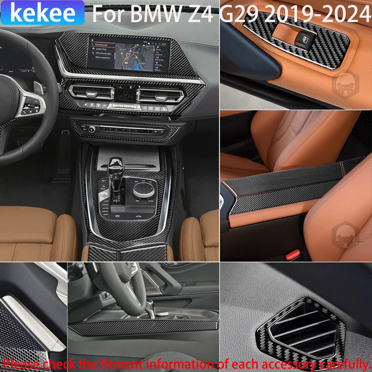 Carbon Fiber Car Accessories Interior Dashboard Gear Shift Air Outlet Window Lift Kit Cover Stickers For BMW Z4 G29 2019-2024