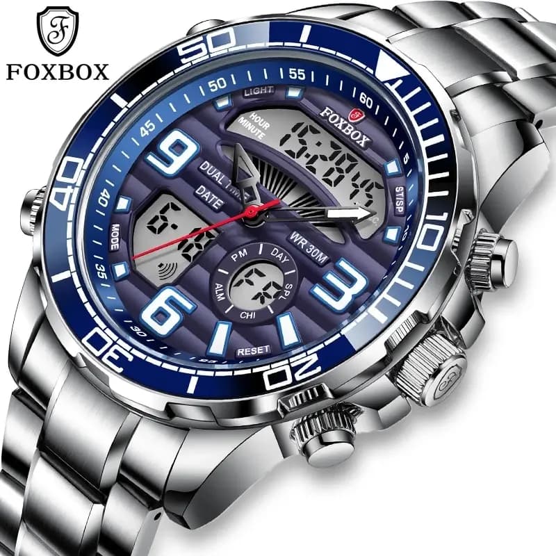 2024 luxury digital men's watch best brands top luxury quartz sport wrist watch for men military waterproof all stainless steel + box