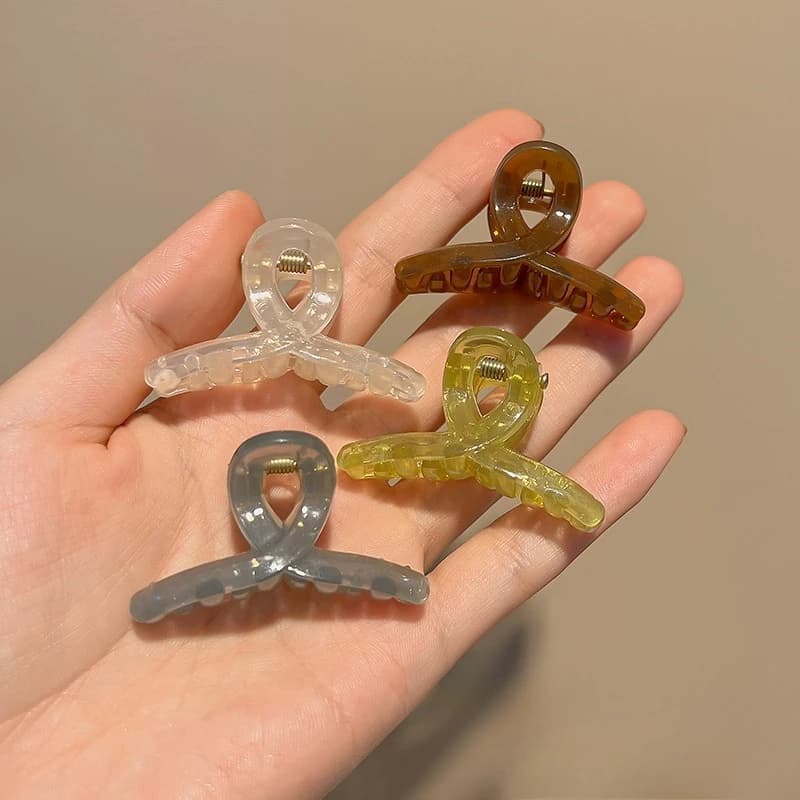 Jelly Transparent Small Claw Clips Sweet Cross Shark Clips Half Up Hair Barrettes Tiny Broken Hair Hair Accessories for Women