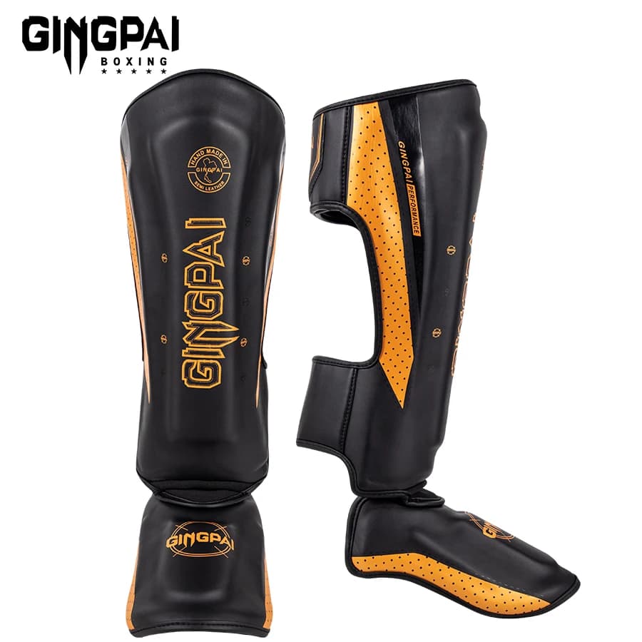 GINGPAI Professionale MMA Boxe Parastinchi Per Adulti Kickboxing Attrezzature di Supporto Per La Caviglia Karate Protezioni Sanda Muay Thai Leggings