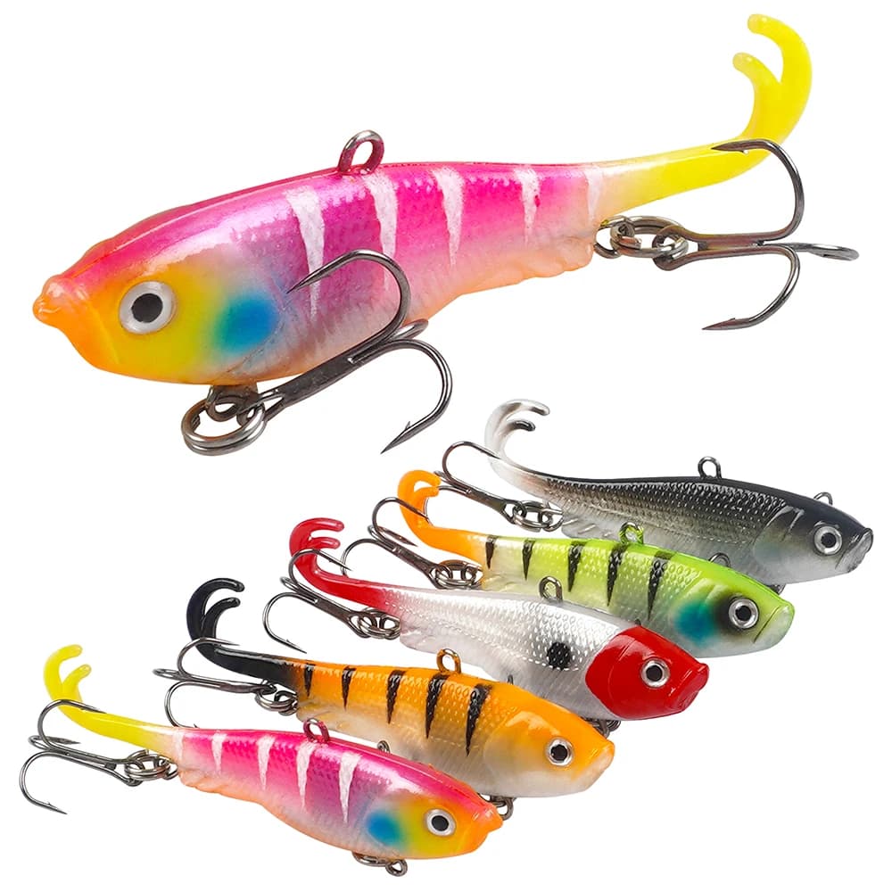 10 pz/5 pz Kit esche da pesca morbide Pre-truccato Jig Head Fork Tail Swimbaits in plastica con ancorette per Bass Trout Walleye