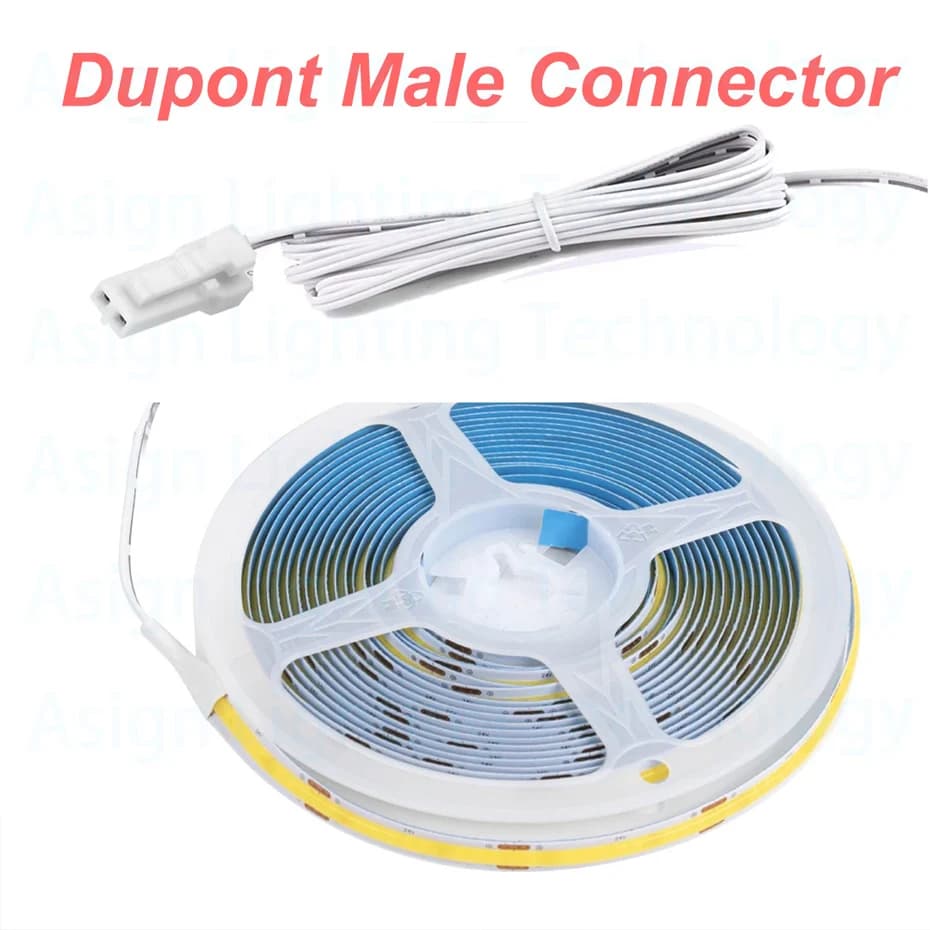 Striscia LED COB 320 LED/m con Interfaccia Dupont DC12V/24V, Nastro Flessibile Tagliabile da 1m-5m per Illuminazione Armadi e Cucine