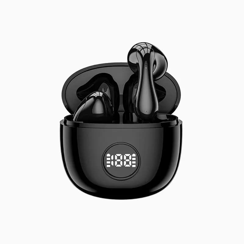 Headphones with charging pods with digital LED smart Bluetooth 5.0 wireless touch display