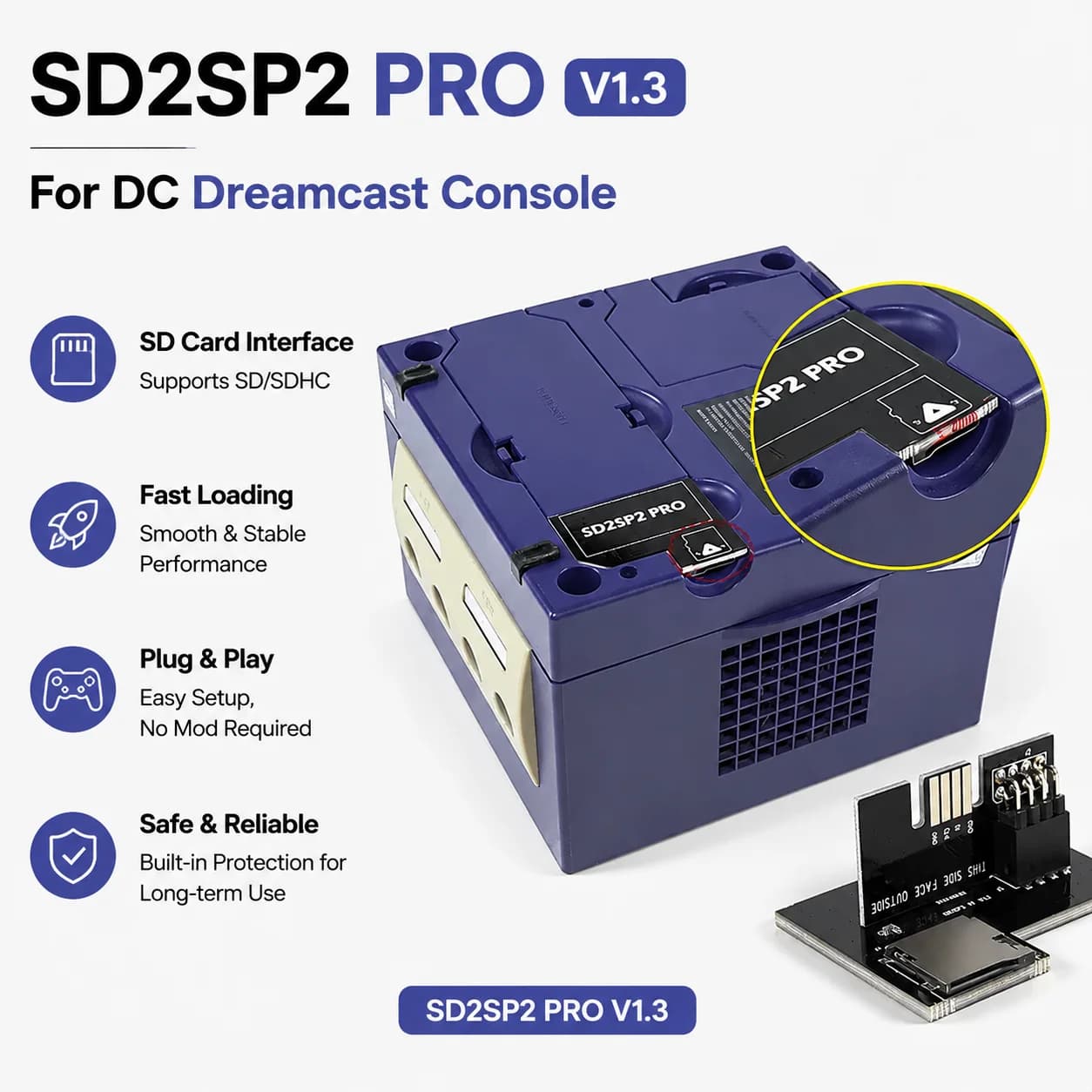 GDEMU 5.15b Optical Drive Simulation Board and SD Memory Card for DC Dreamcast Video Game Console