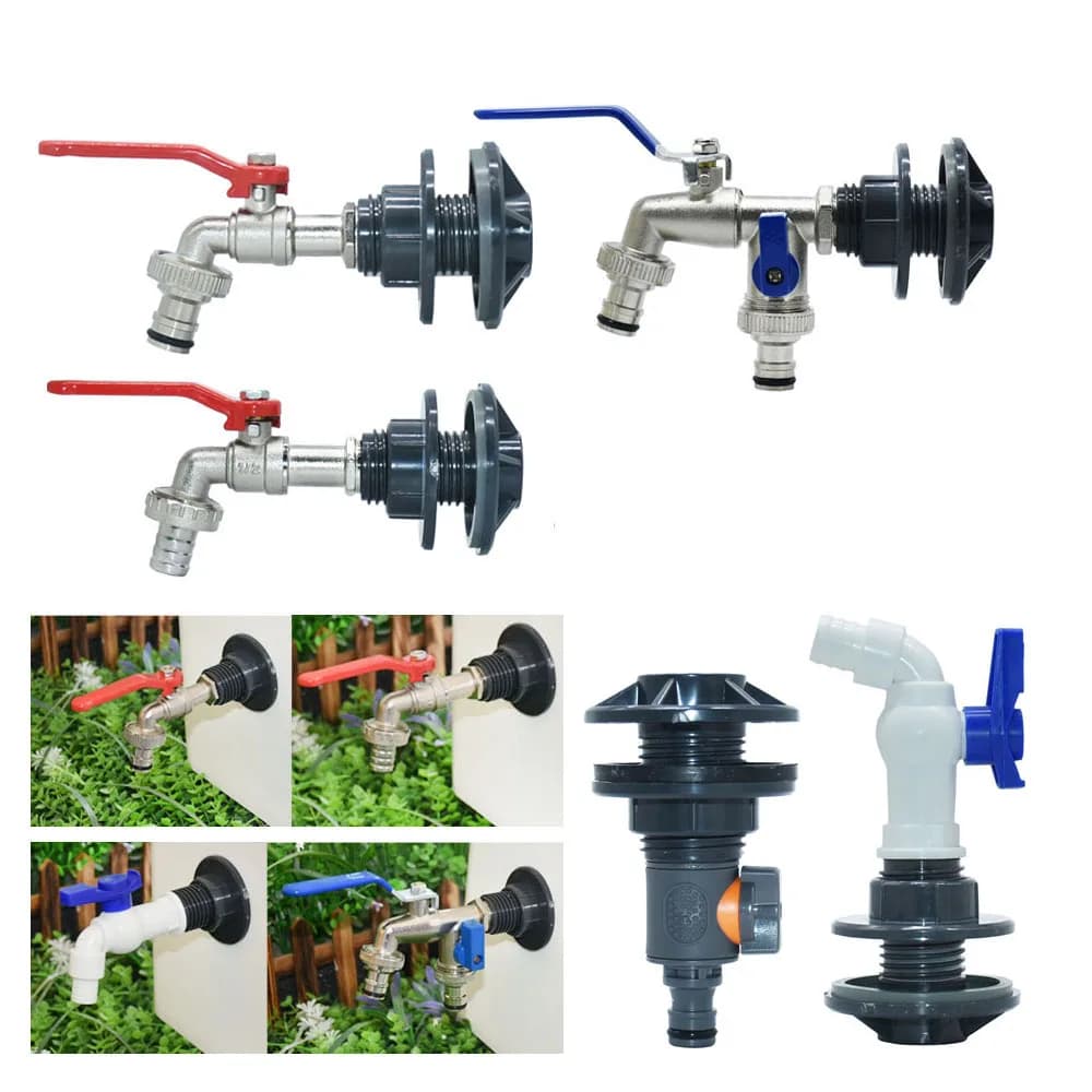 Adattatore per rubinetto serbatoio IBC Raccordo filettato per capezzolo da 16 mm Tubo da giardino da 15-16 mm Rubinetto a connessione rapida Serbatoio in lega Valvola serbatoio IBC da 1000 litri