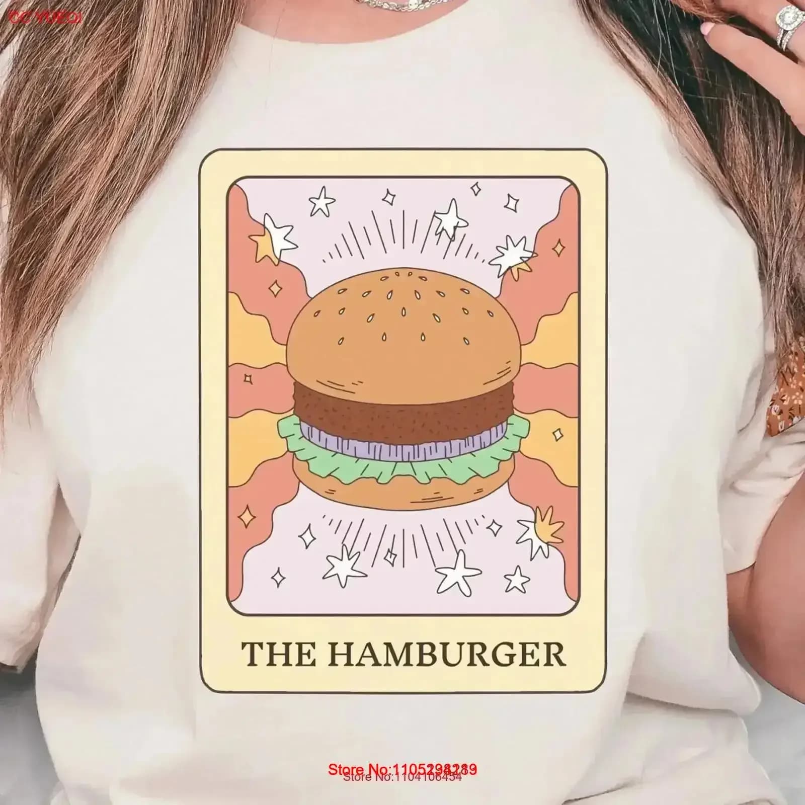 Maglietta per hamburger Cheeseburger TaroT Carta alimentare divertente Burger Lover vintage Lavato Top per l'uso quotidiano grafico vintage