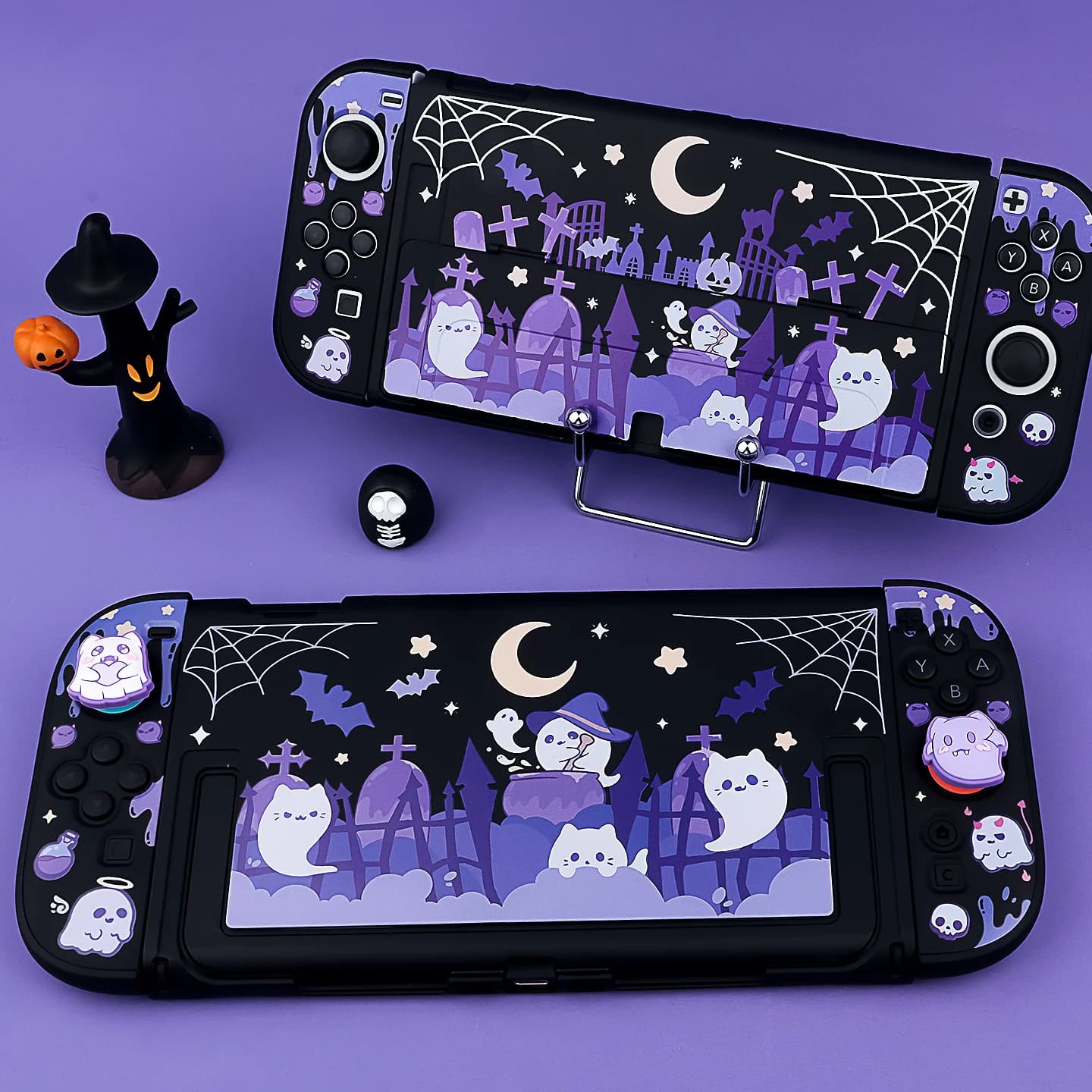Custodia protettiva compatibile con Nintendo Switch / OLED / Switch 2 - Guscio rigido staccabile con cover Joy-Con, Ghost