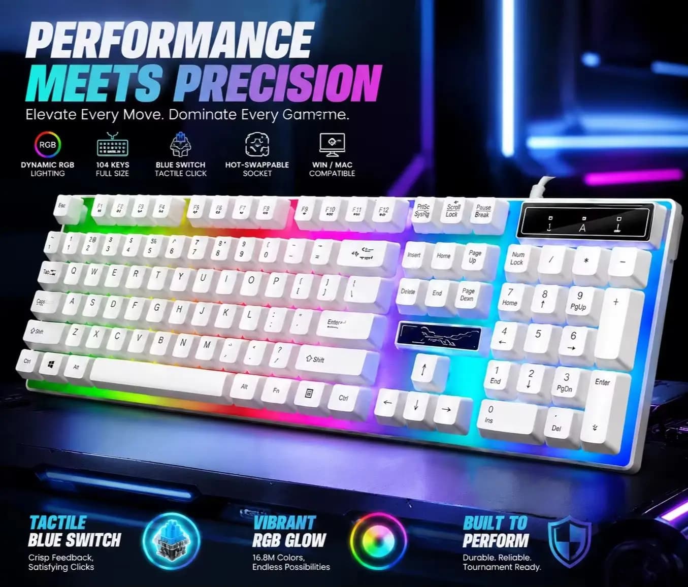 Full-Size RGB Backlit 104Keys Mechanical Wired Gaming Keyboard and Mouse Combo Ergonomic Design Keyboard Set For PC Laptop