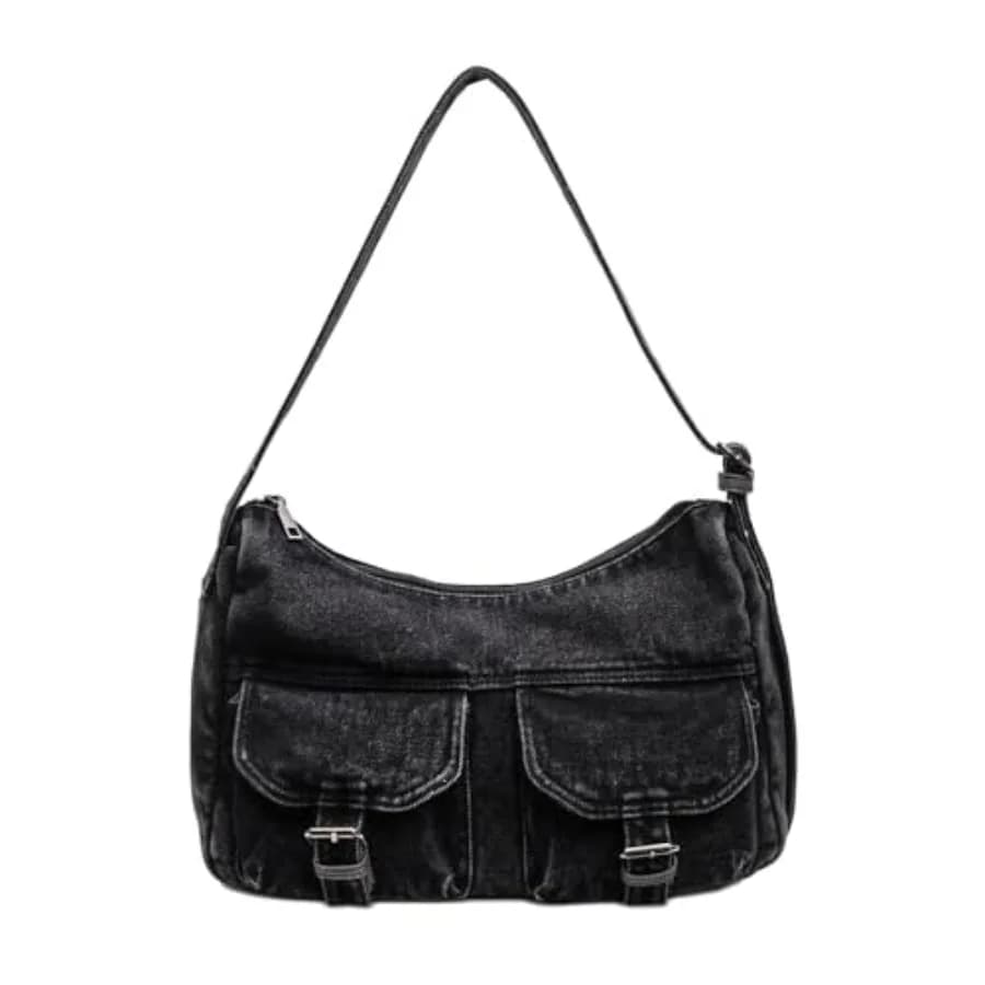 Denim Shoulder Bag Canvas Messenger Bag for Women Men Retro Tote Bag Y2K Aesthetic Crossbody Bag Handbags