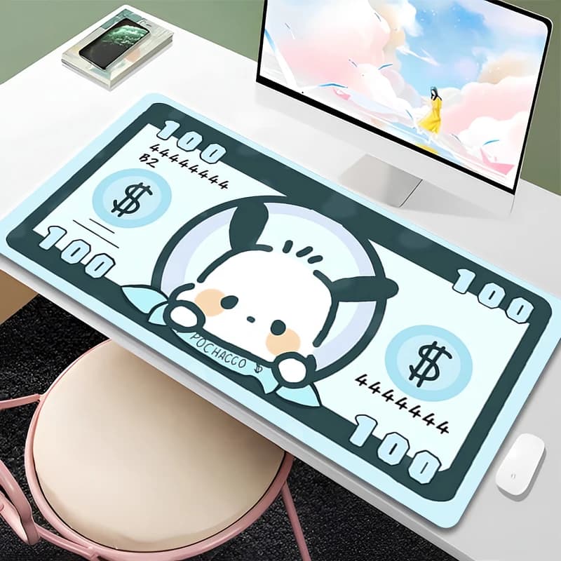 Tappetino per Mouse 90x40cm Pochacco, per Giochi e Notebook, con Bordo Bloccato, Stampa HD, Tappetino per Tastiera, Grande Mousepad, Tappetino da Scrivania per Gaming