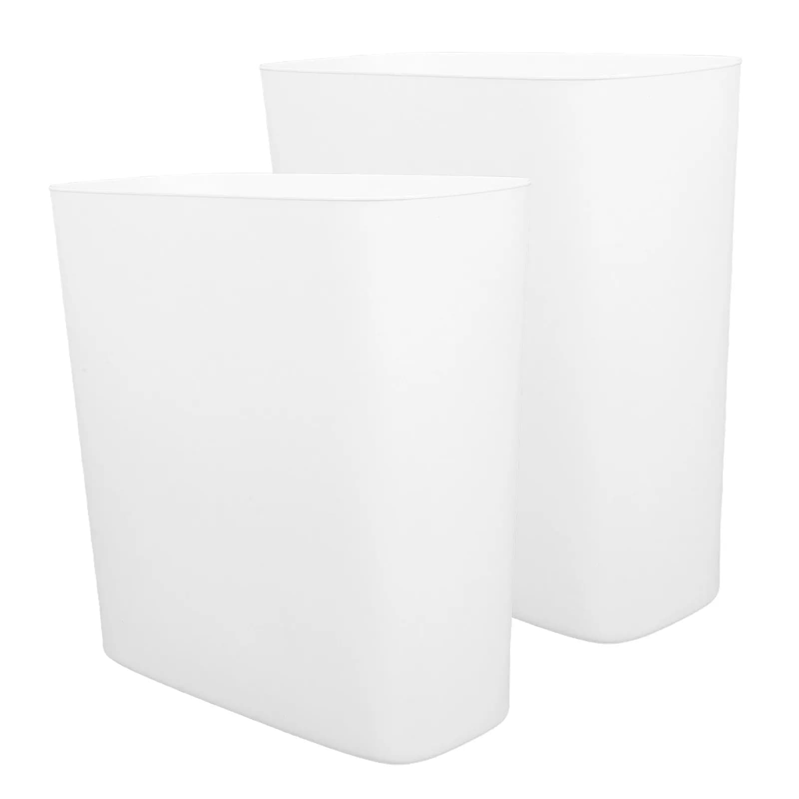 Set di 2 Cestini per Rifiuti Bianchi Sottili e Compatti in Plastica per Cucina, Bagno, Ufficio, Camera da Letto e Piccoli Spazi