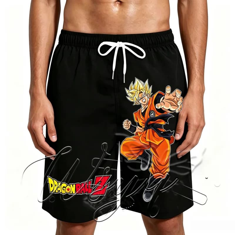 Unisex Summer Quick Dry Sports Shorts Dragon Ball Dynamic Fighting Super Saiyan Goku Print Shorts Surf Swim Trunks Short Pants