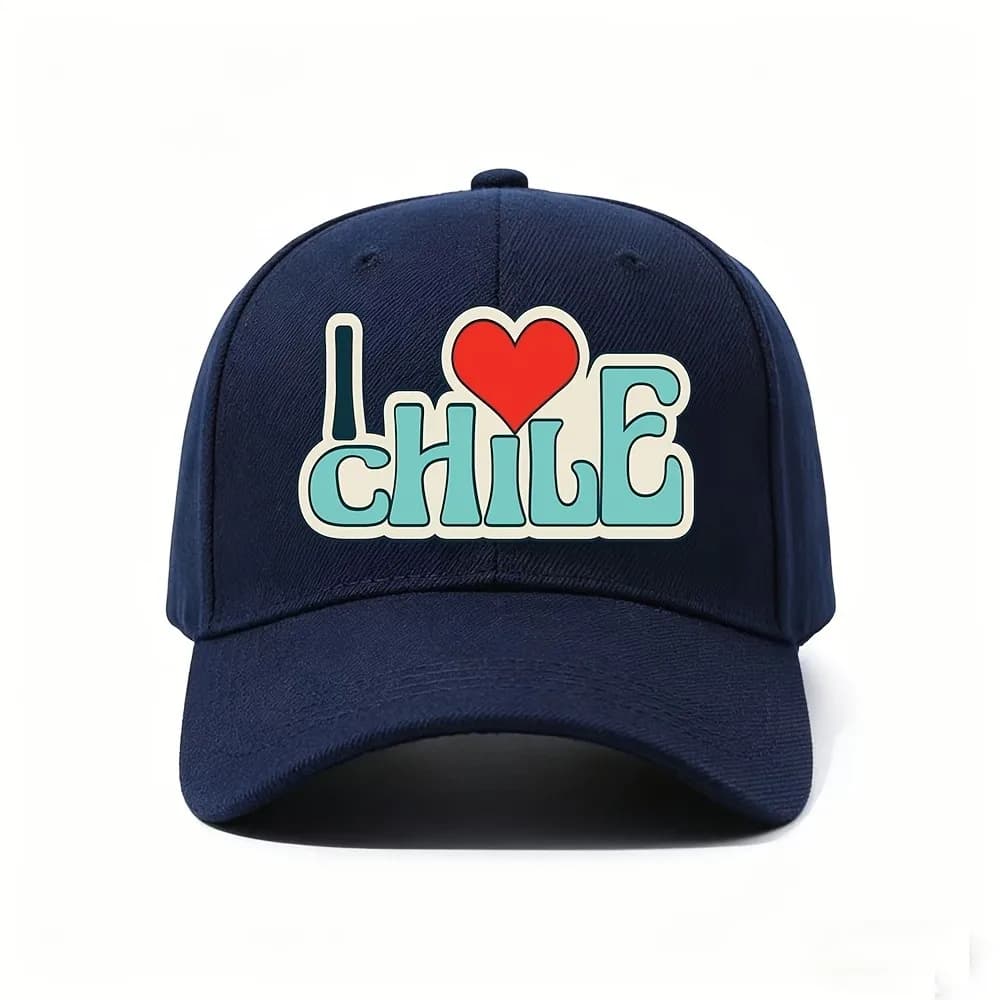 2D Flat, 1pc Chile-Themed Baseball Cap Suitable for Travel Outdoor Adjustable Unisex Hat with "I Love Chile" Print