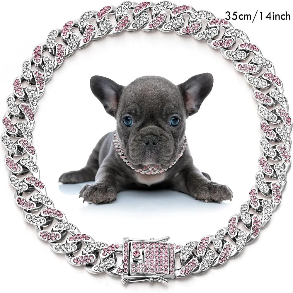 Nuova Collana a Catena per Cani con Diamanti, Collare con Strass Incastonati, Collana Hip Hop a Catena, Collana per Cani con Diamanti Luccicanti 12mm