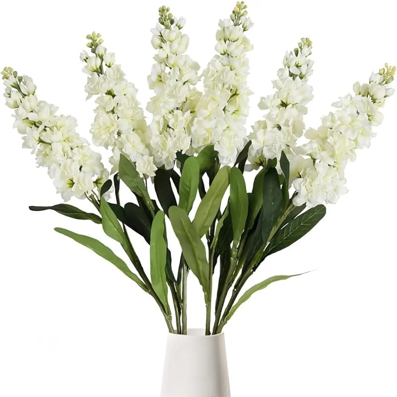 3/9 Pezzi Fiori Artificiali Delphinium Bianchi, Bouquet di Giacinti con Steli Lunghi, Decorazione da Tavolo in Plastica per Matrimoni e Casa