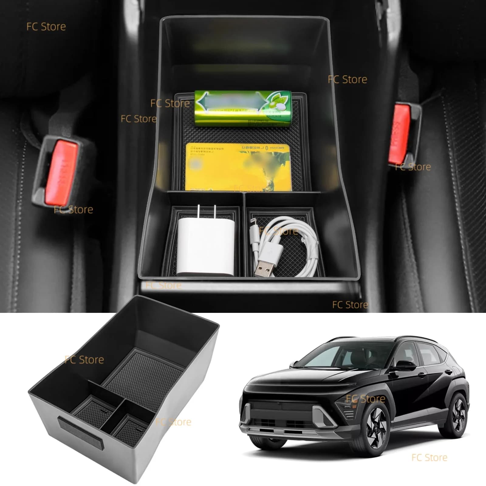 Per Hyundai Kona SEL Convertibile/N-line Limited 2024 2025: Organizer per Bracciolo e Vano Portaoggetti Centrale, Accessori per Console