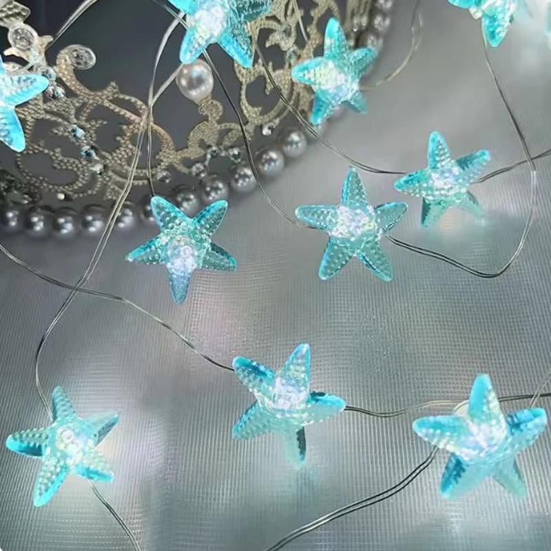 2M 20LED a tema marino fata stringa di luce conchiglia stella marina stringa di luce oceano festa a tema camera da letto per bambini decorazioni per la casa fai da te