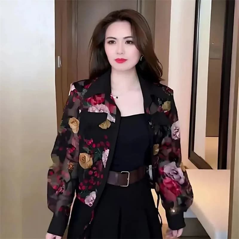 Top Cardigan Printed Fashion Clothing Women New 2025 Versatile Tempering Shirt Long Sleeves Slim Summer loose Women's Coat