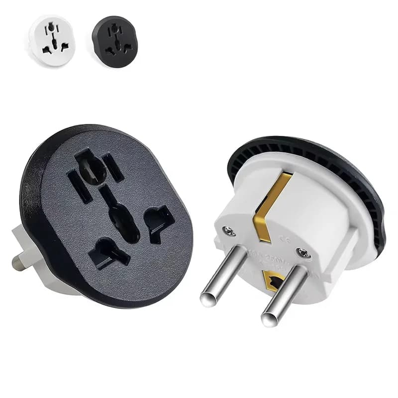 4.8mm 16A 100-250V Universal Travel Adapter CN Plug to EU Plug Converter UK US AU to KR 2Pin Power Socket Plug Charger Adapter