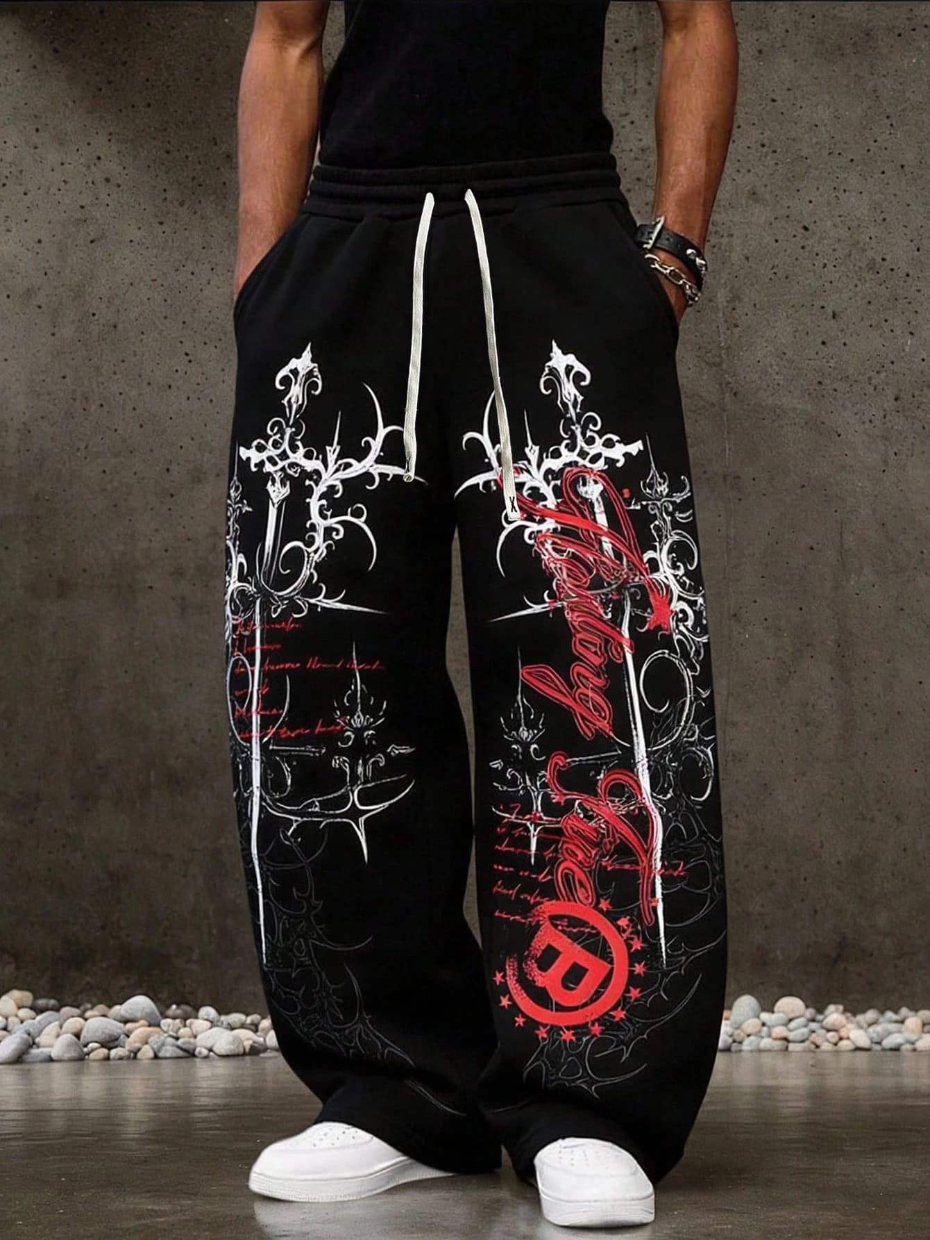 2026 Summer New Hot Y2K Gothic Thorn Printed Pants Men Women Running Pants Retro Rock Straight Pants Fashion Street Casual