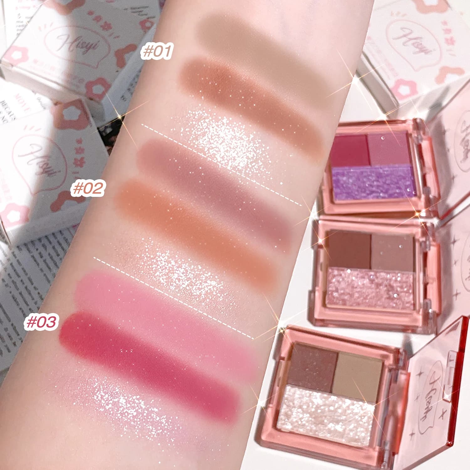 Palette di ombretti Pocket Magic Trio, glitter, paillettes, impermeabile, non-makeup, toni terrosi, per tutti i giorni, di grande valore