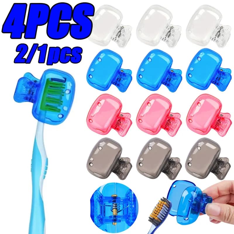 4/1PCS Copritesta per spazzolino da viaggio Cappuccio protettivo per spazzolino Custodia protettiva per baccelli per spazzolino Clip in plastica portatile da viaggio per la casa
