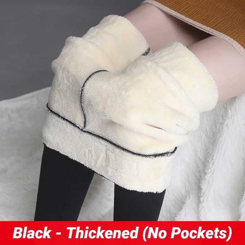 Leggings Termici da Donna Invernali Caldi Sexy Elastici Trasparenti Collant Femminili in Pile a Vita Alta Slim Spessi Pantaloni Aderenti Neri