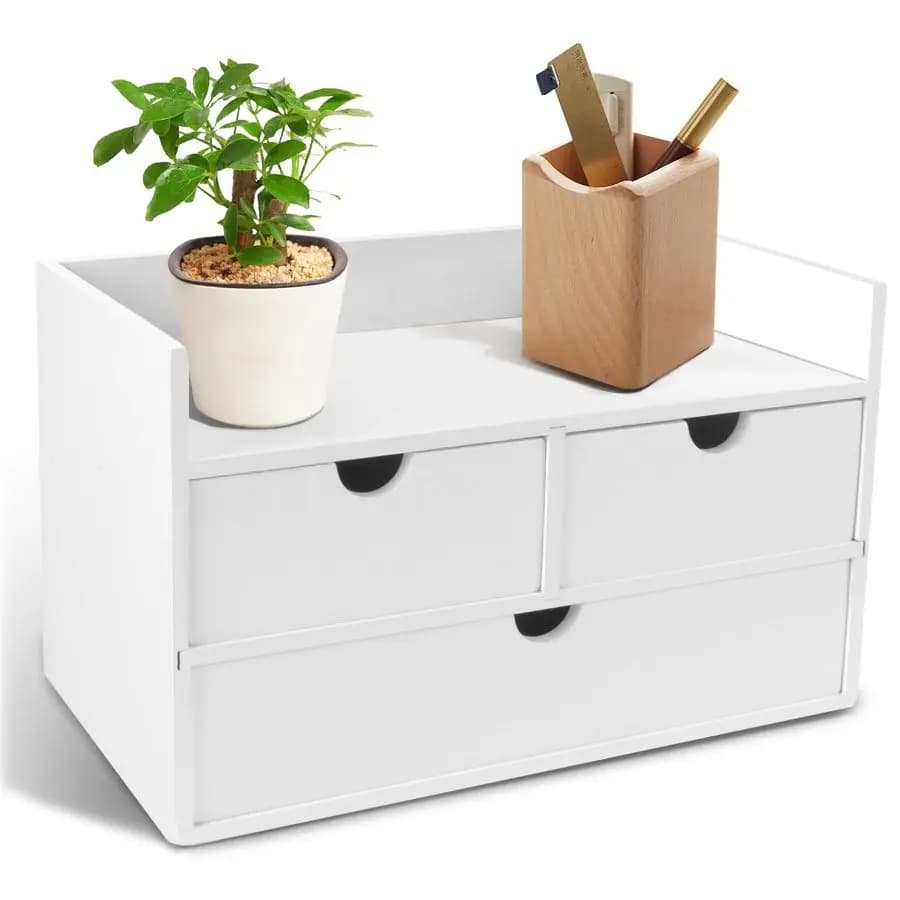 Organizer con Cassetti per Scrivania, Casa, Ufficio, Bagno, Articoli da Toeletta, Bianco