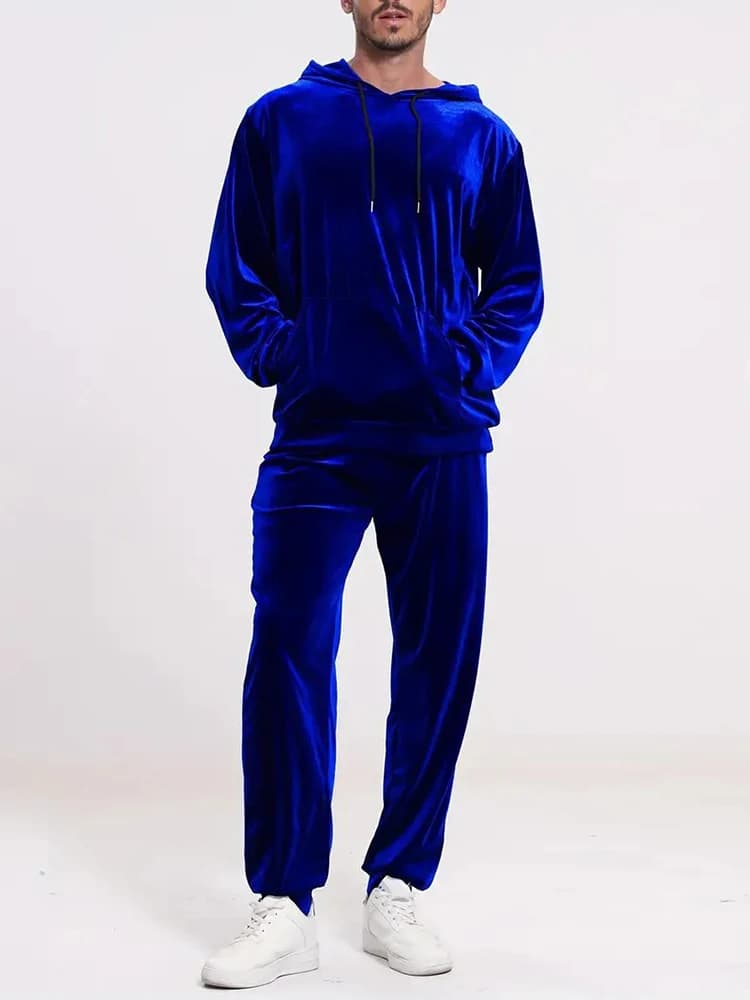 Men's suit in Velvet Tinta Unita, Set Two Pieces Casual Autumn Winter with Long Sleeves and Trousers, Vintage Clothing