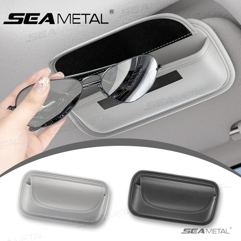 SEAMETAL Custodia per occhiali per auto Custodia per occhiali da sole in pelle PU resistente all'usura Chiusura con gancio e anello Scatola di protezione per occhiali Senza graffi
