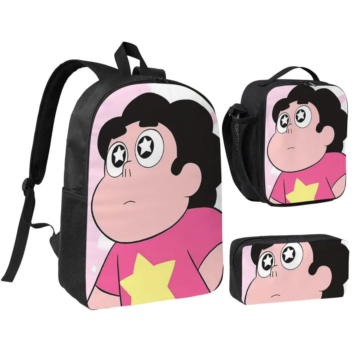 Zaino Steven Universe per ragazzi e ragazze, borsa per libri, borsa da scuola, borse a tracolla, 3 pezzi, borsa termica per il pranzo, astuccio per matite