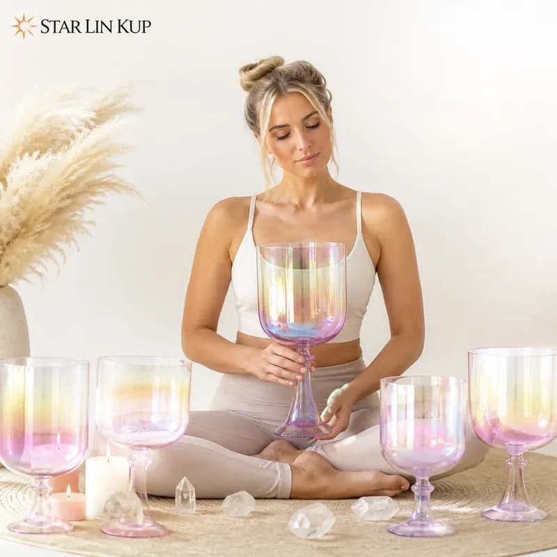 STAR LIN KUP 7.9 Inch 432Hz E Note Crystal Singing Bowl Hand Carved Alchemy Sound Healing Meditation Chakra Balance Yoga
