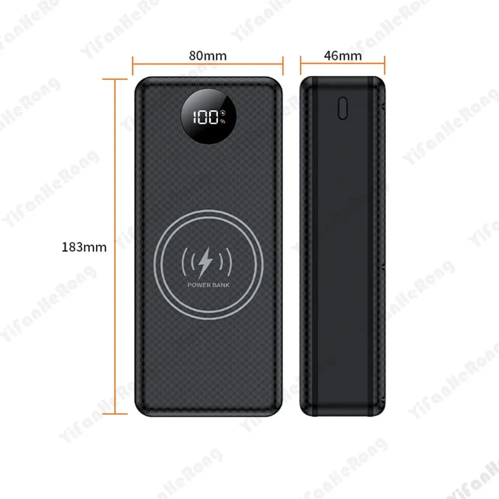 Supporto per batteria Power Bank di ricarica wireless da 15 W + lampada da campeggio 22,5 W Ricarica rapida 16 * 18650 Custodia per banca di potere da 20000 mAh Custodia fai da te