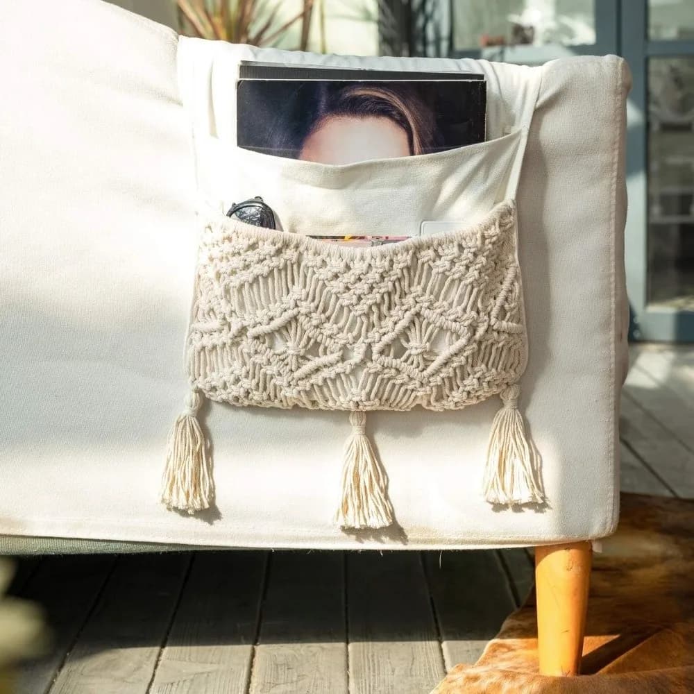 Space Saver Sofa Armrest Organizer Pouch Bohemian Style Non-Slip Sofa Cover Side Pockets Easy To Storage Multifunctional