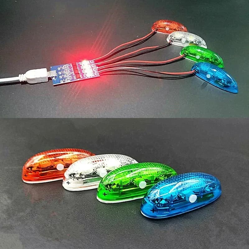 Luce LED Wireless RC ZMR III, Ricaricabile 1S con 4 Modalità per Aeroplani, Droni FPV e UAV, Navigazione Notturna e Decorazione