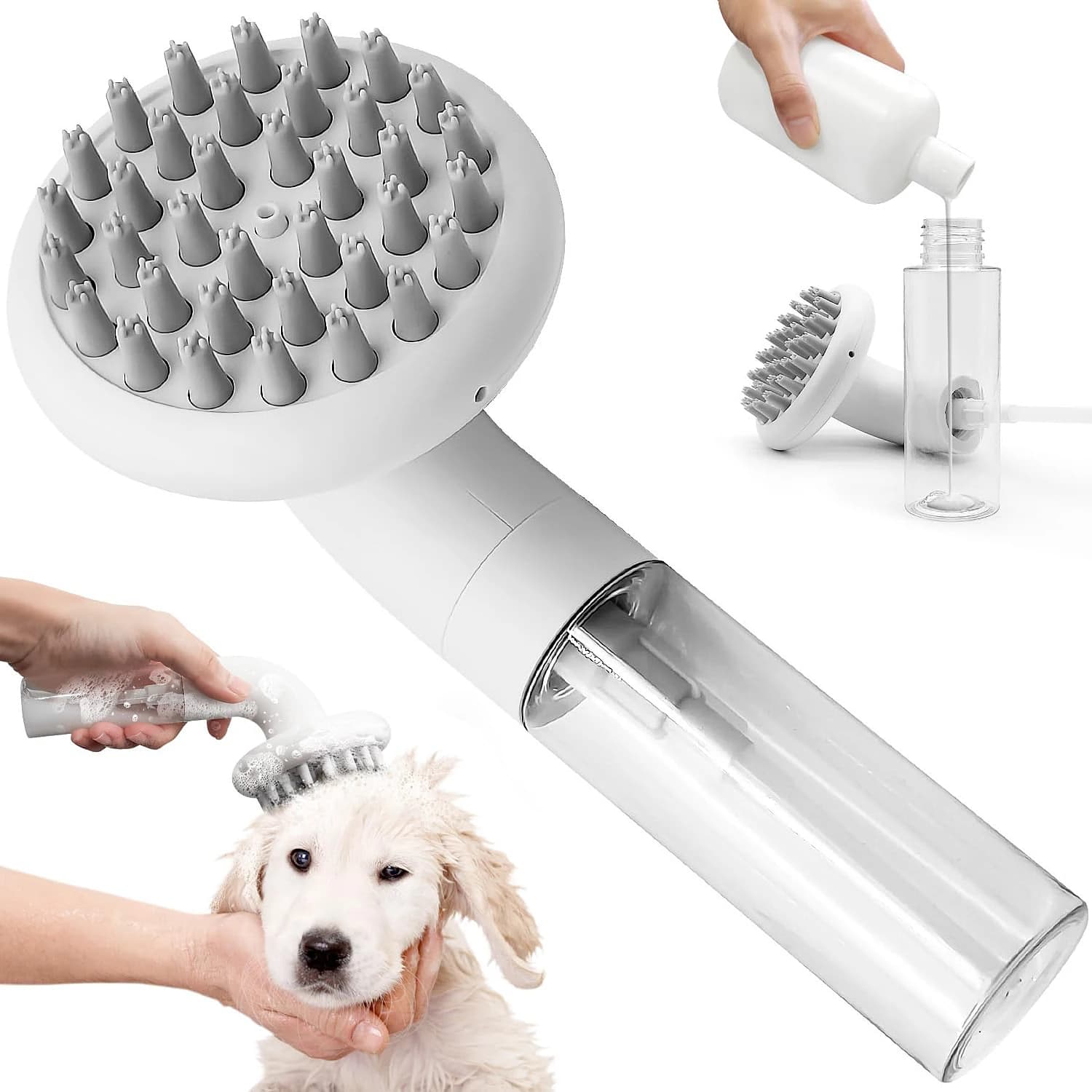 Spazzola da bagno per cani spazzola per Shampoo per cani 3 in1 spazzola per cani in Silicone morbido per toelettatura per animali domestici spazzola per sapone per lavaggio 36 testina per massaggio pulita