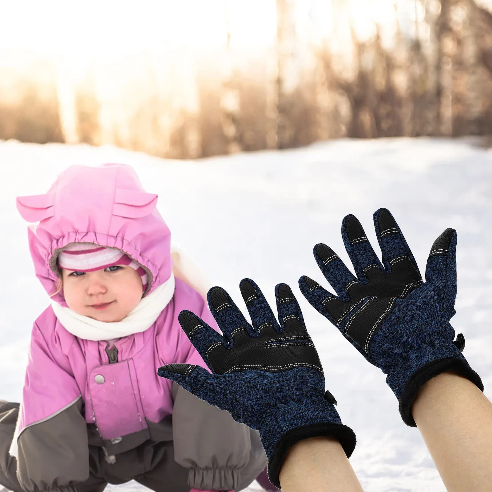 1 paio di guanti comodi e caldi unisex antivento impermeabili per l'inverno ciclismo sci campeggio sport guanti antivento