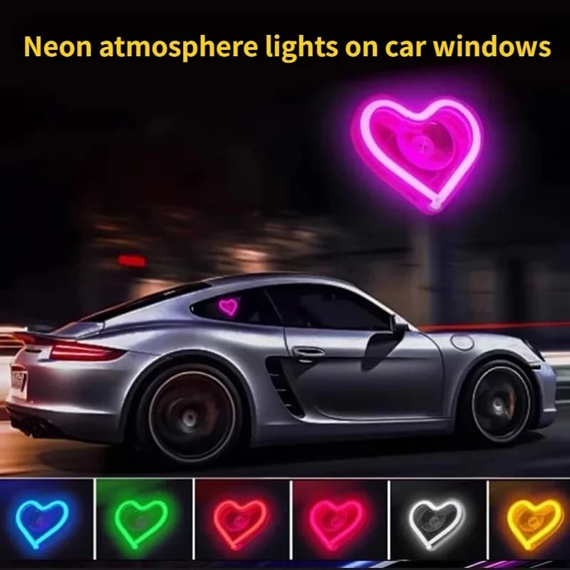 Luci LED a Forma di Cuore con Telecomando, Decorazioni Triangolari per Atmosfera, Accessori per Interni Auto, Interfaccia di Cablaggio USB