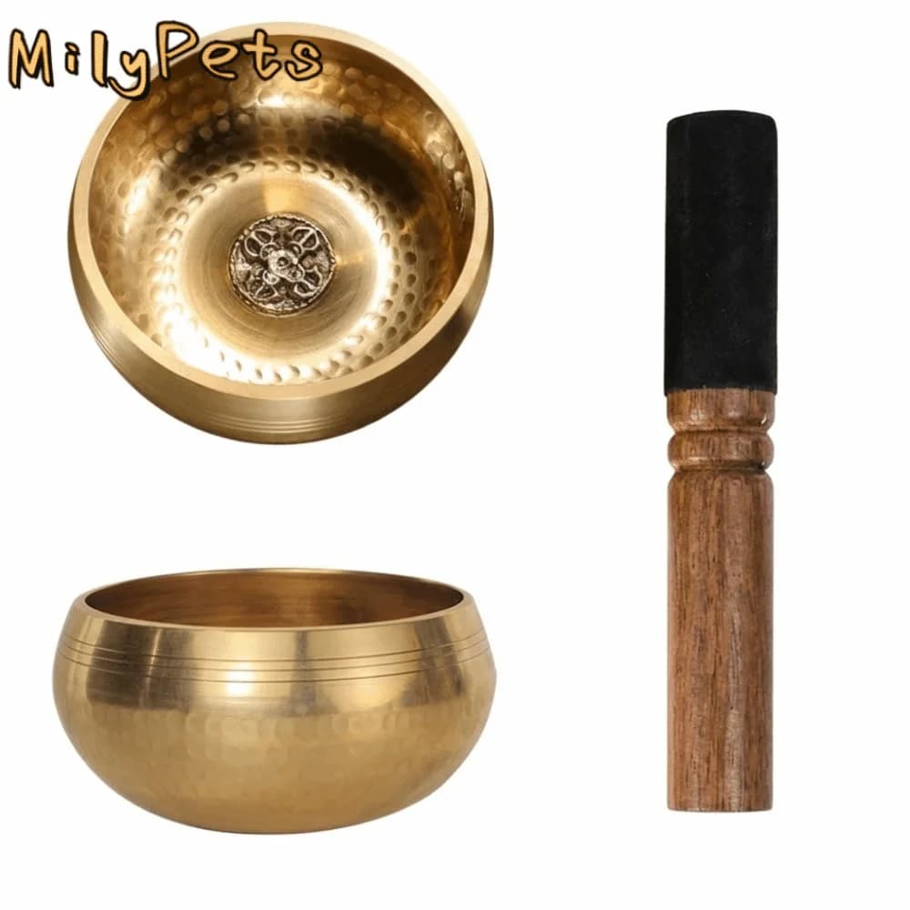 Soft Cushion Nepalese Singing Bowl Stress Relief Bottom Engraved Tibetan Singing Bowl Set Therapeutic Use with Stick