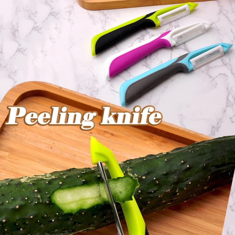 Nuovo Pelapatate Antiscivolo con Manico, Coltello per Pelare Melone e Patate, Utensile da Cucina in Acciaio Inox per Pelare Verdure
