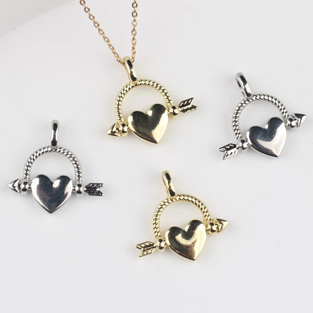10 pezzi semplici pendenti a forma di cuore con amore, accessori per la creazione di gioielli, braccialetti fai da te fatti a mano, orecchini, collane, ornamenti, regali artigianali