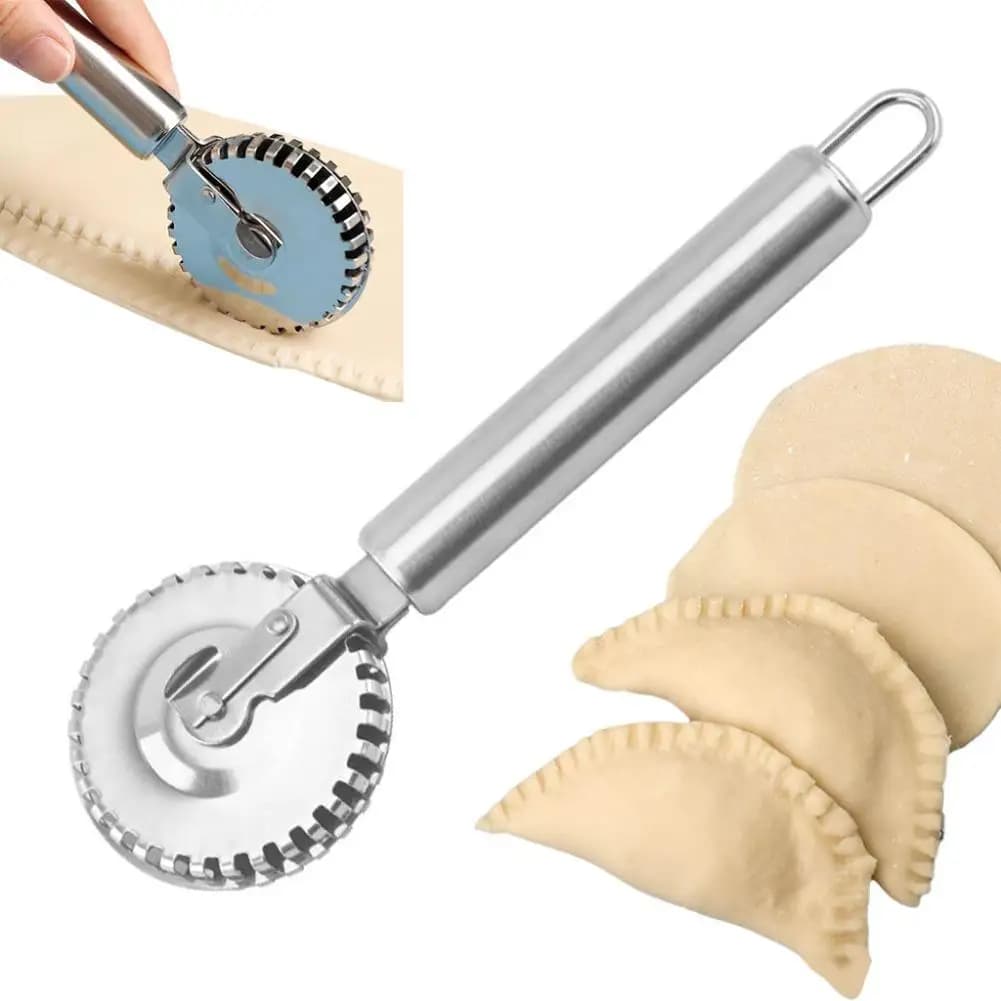1 pz. Utensile da Cucina Portatile per Pasticceria, Coltello per Pizza in Acciaio Inossidabile per Alimenti, Rullo Goffratore, Coltello Goffratore con Motivo