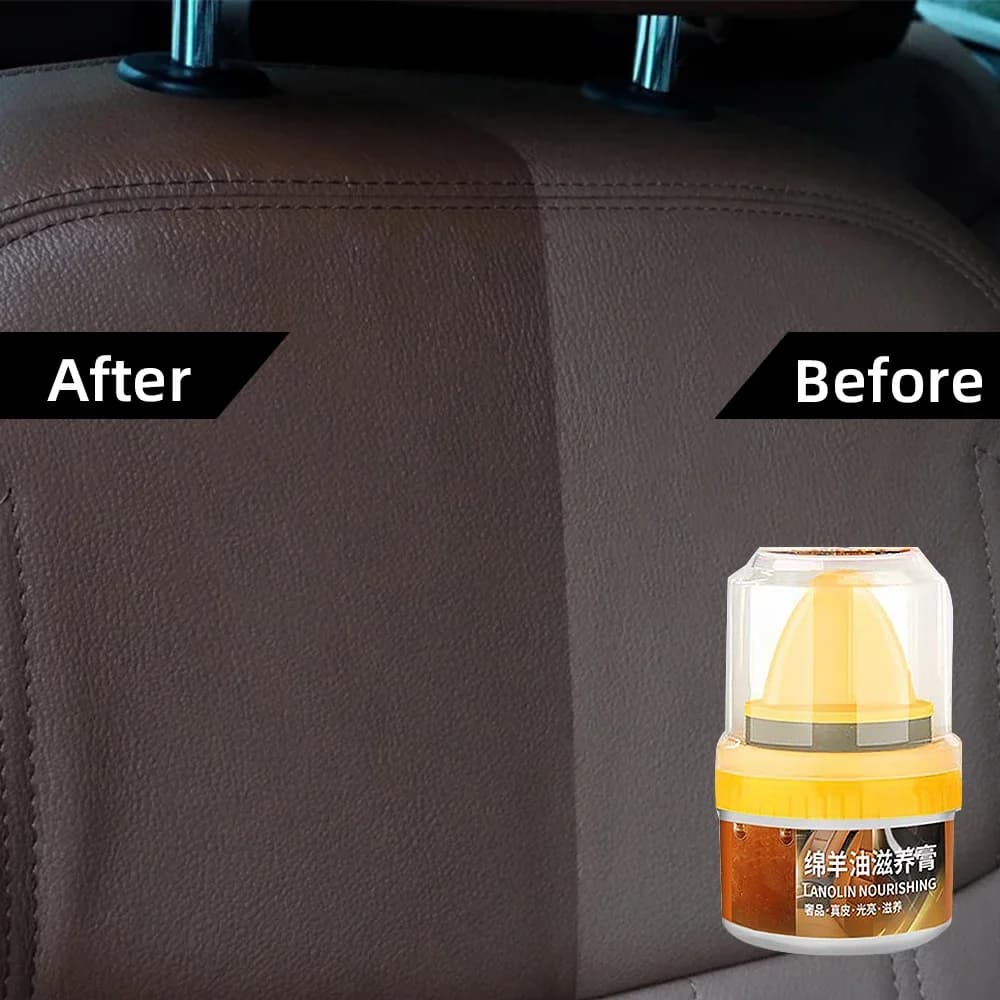 Crema per la pulizia della pelle dell'auto Olio per la cura della manutenzione dei sedili interni con spazzola in spugna Borse per divani Scarpe Detergente lucidante per il ritorno a lucidatura