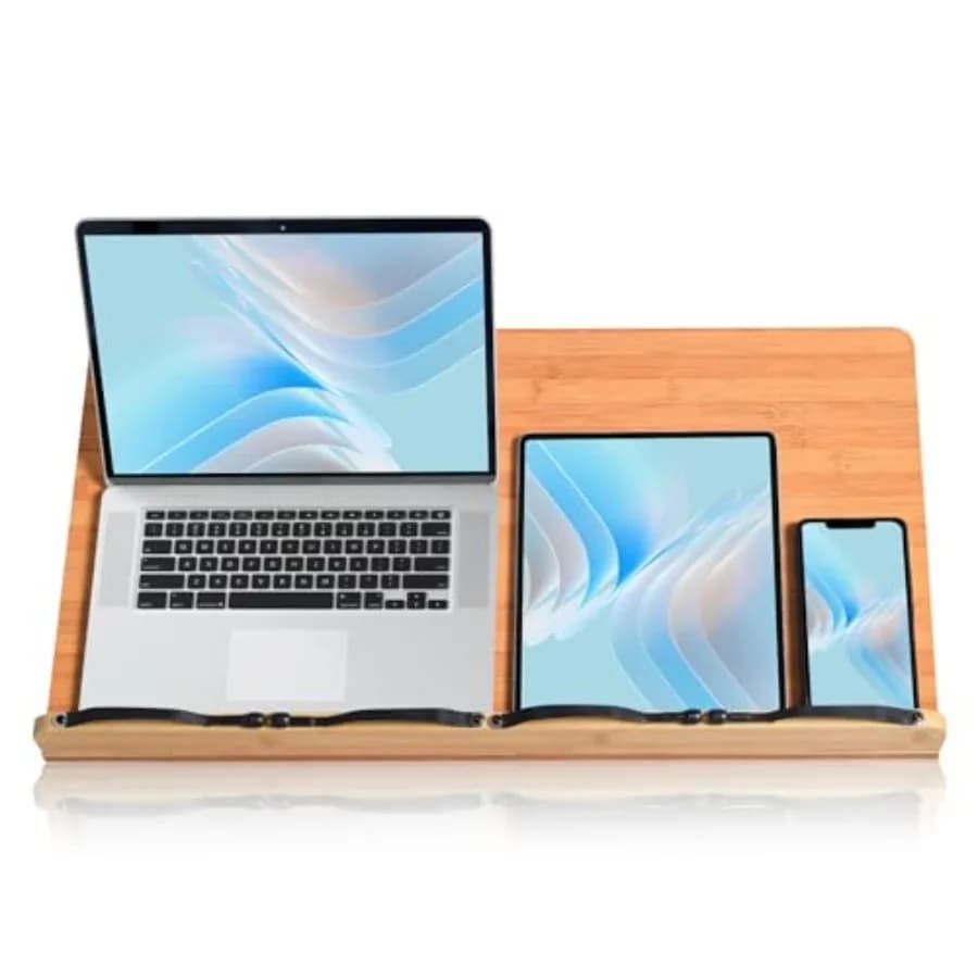 Supporto per Libri in Legno MDF Extra Large da 24 Pollici per Lettura a Mani Libere con 8 Altezze Regolabili, Ideale anche come Supporto per Laptop
