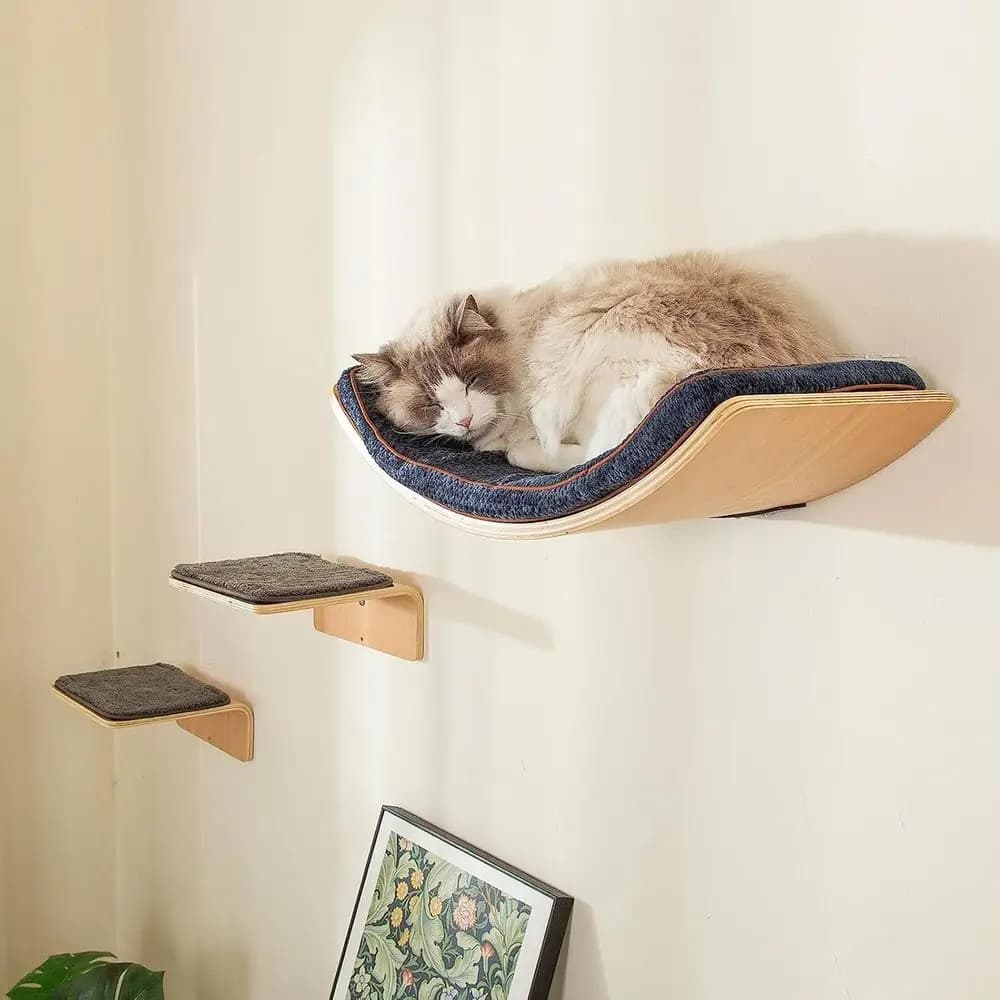 Mensole curve da parete per gatti con gradini per giocare, arrampicarsi e riposare