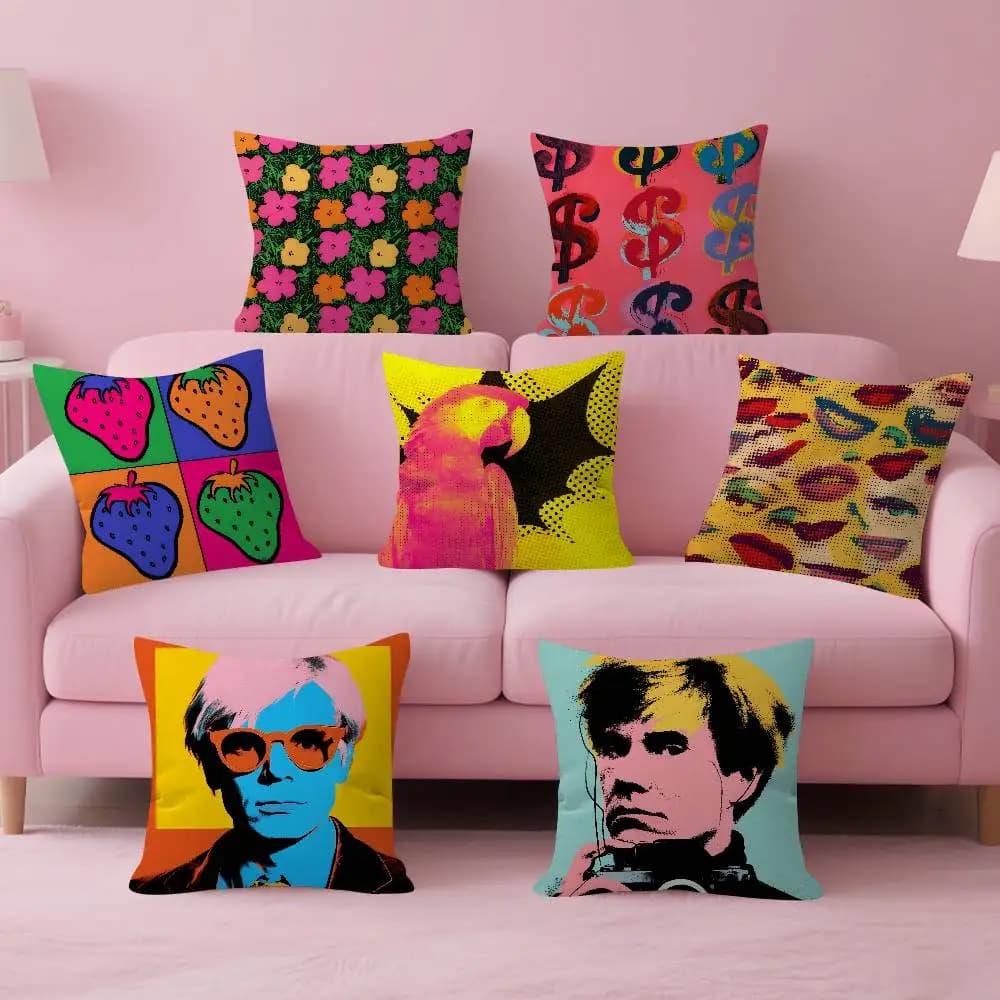 A-Andy W-Warhol Art Copricuscino per auto, federa per cuscino per divano, auto, regalo di Natale