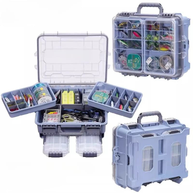 Attrezzatura da pesca modulare, custodia organizer resistente all'acqua con impugnatura ergonomica, scatola portatile per scomparto per esche per acqua salata